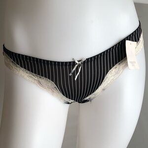 Rene Rofe black and cream striped thong panty